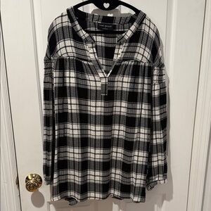 Lane Bryant Black and White Plaid Blouse